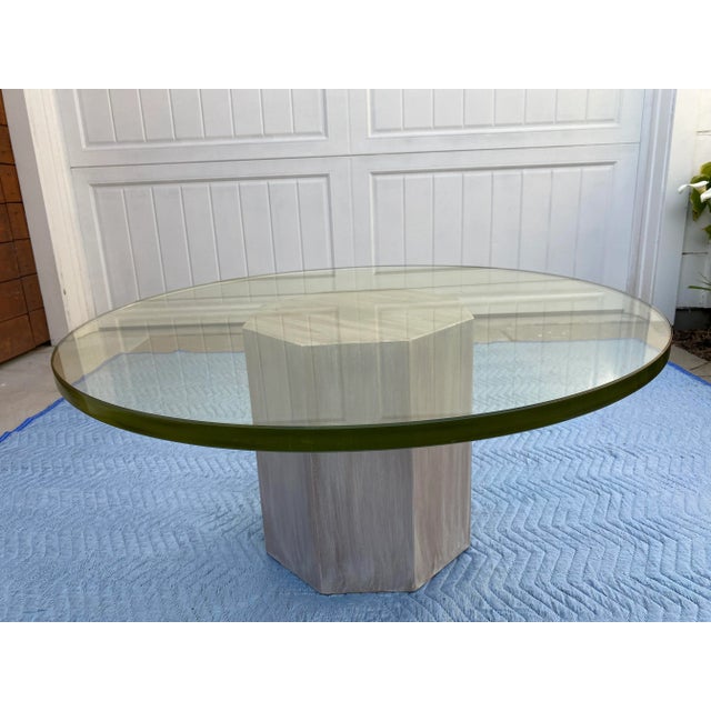 1950s 1950s Mid-Century Modern Whitewashed Octagon Base Coffee Table With Glass Top For Sale - Image 5 of 13