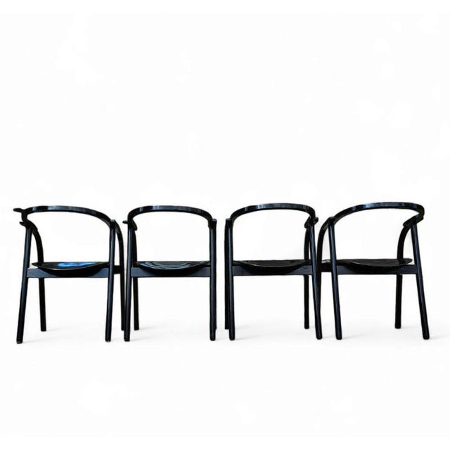 Black Otto Chairs by Werther Toffoloni for Ibis, 1981, Set of 4 For Sale - Image 8 of 18