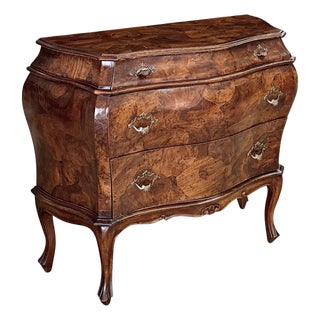 Vintage Italian Olive Burl Bombé Chest For Sale