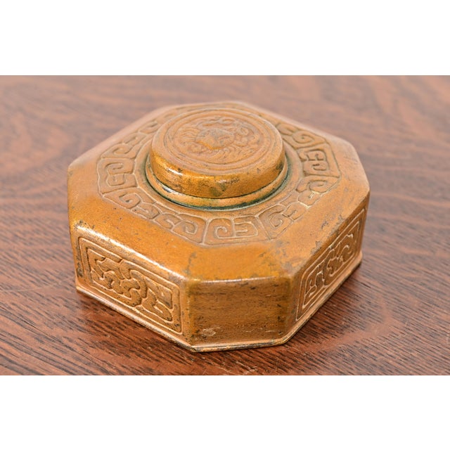 Tiffany Studios New York Zodiac Bronze Inkwell For Sale - Image 11 of 11