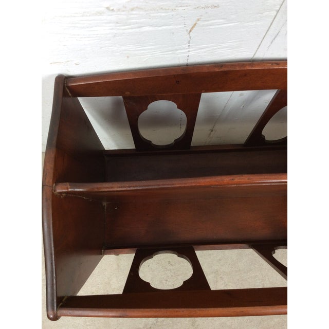 Brown Vintage Solid Wood Magazine Rack With Handle For Sale - Image 8 of 18