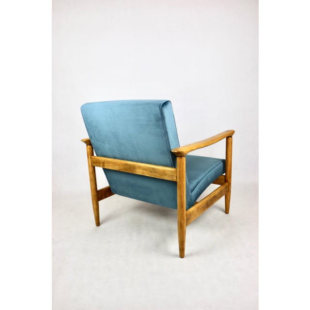 Textile Blue Ocean GFM-142 Armchair attributed to Edmund Homa, 1970s For Sale - Image 7 of 12