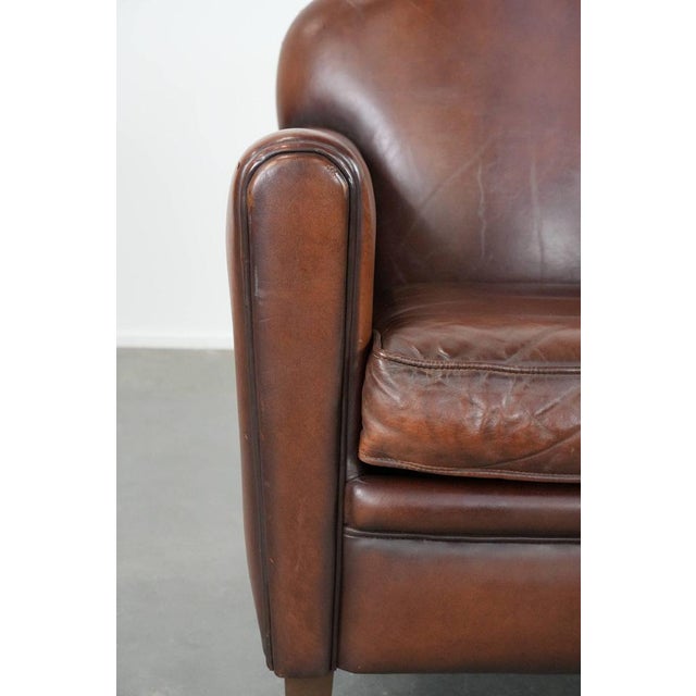 Art Deco Club Chair in Sheepskin Leather For Sale - Image 9 of 14