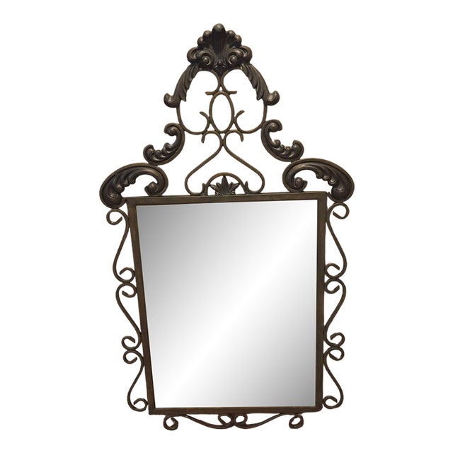 Vintage Baroque Wrought Iron Mirror For Sale
