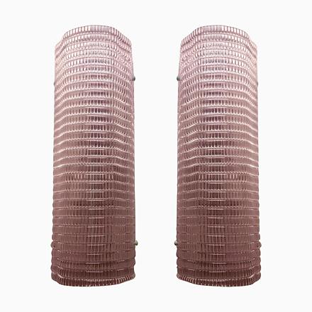 Diamanted Pink Rectangular Murano Glass Wall Lights by Simoeng, Set of 2 For Sale - Image 9 of 9