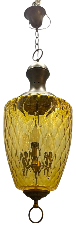 Vintage Amber Glass Pendant Light, 1960s