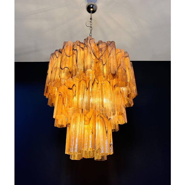 Large Vintage Three-Tier Murano Glass Tube Chandelier, 1990s For Sale - Image 13 of 18
