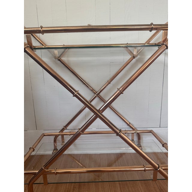 1970s 1970s Hollywood Regency Faux Bamboo Bar Cart For Sale - Image 5 of 11