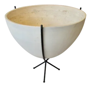 Large Early John Follis Architectural Pottery Planter Pot in Wrought Iron Base