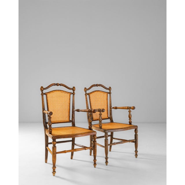 1900s French Louis XIII Wooden Armchairs With Cane Seats & Backs - A Pair For Sale - Image 11 of 18