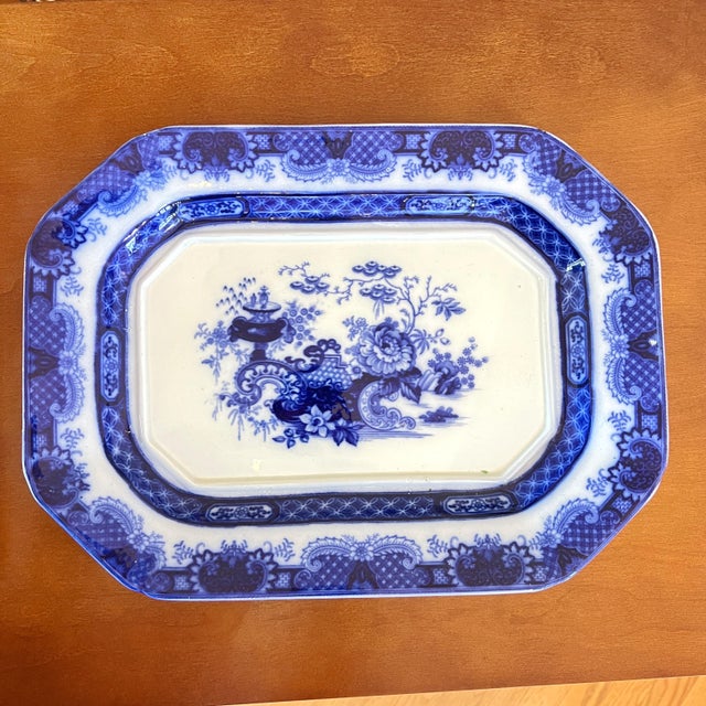Antique Flow Blue Soup Tureen and Platter For Sale - Image 4 of 16