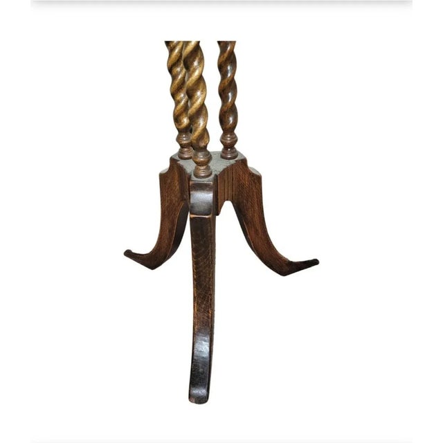 1910s Early 20th Century Edwardian Walnut Barley Twist Tripod Wine Table For Sale - Image 5 of 7