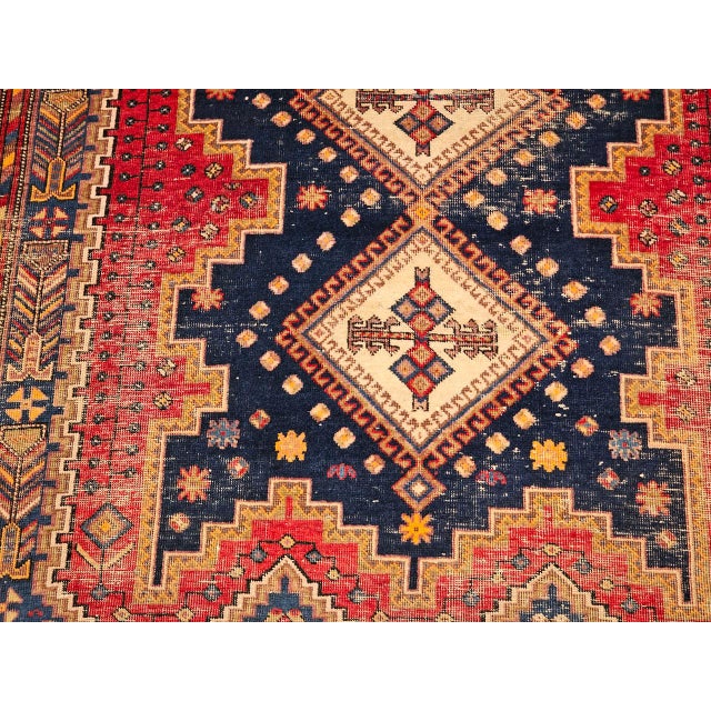 Textile Vintage Persian Afshar Tribal Rug, Hand-Knotted Wool, Geometric Pattern, Navy & Red, 6x7 For Sale - Image 7 of 14