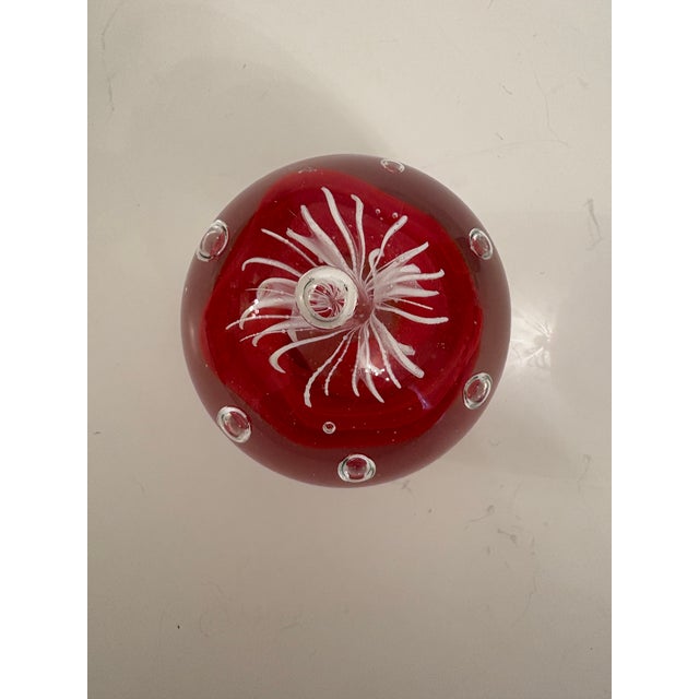 Mid-Century Modern Murano Vintage Hand Blown Glass Flower Paperweight For Sale - Image 3 of 5