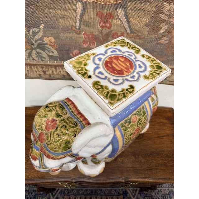 Vintage Elephant Plant Stand in Ceramic For Sale - Image 4 of 5