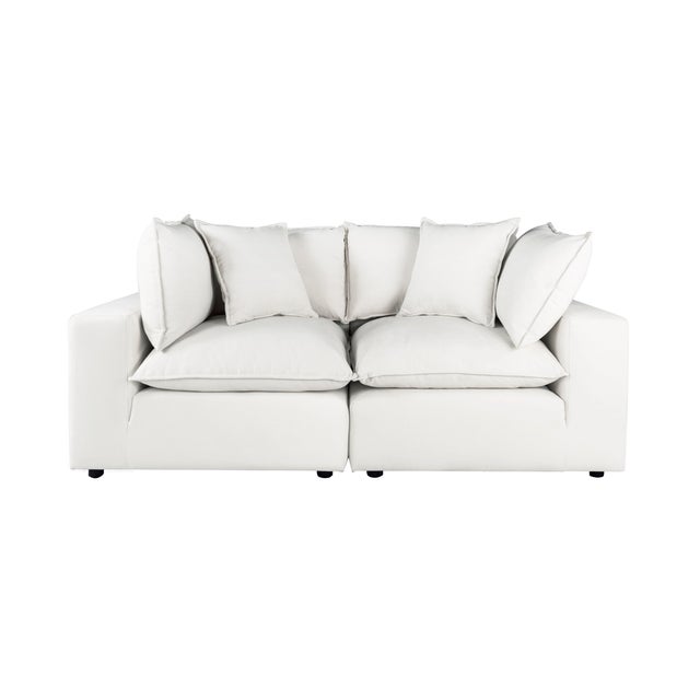 Boho Chic Cali Pearl Performance Fabric Modular Loveseat For Sale - Image 3 of 8