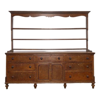 Antique English Welsh Oak Dresser Circa 1850 Victorian Plate Rack For Sale