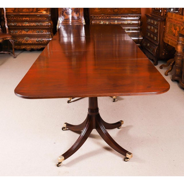 Vintage Triple Pillar Dining Table and Chairs by William Tillman Harrods, 1980s, Set of 13 For Sale - Image 4 of 18