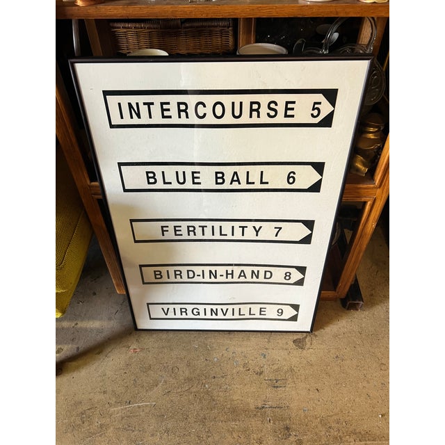 Mid-Century Modern Vintage Pennsylvania Novelty Road Sign Graphic Wall Art Framed For Sale - Image 3 of 4