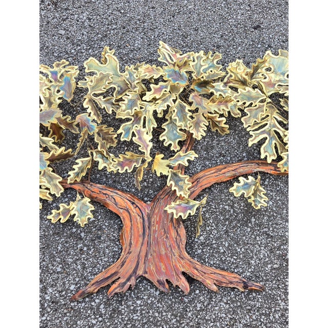 Vintage Metal Wall Art Oak Tree For Sale - Image 4 of 4