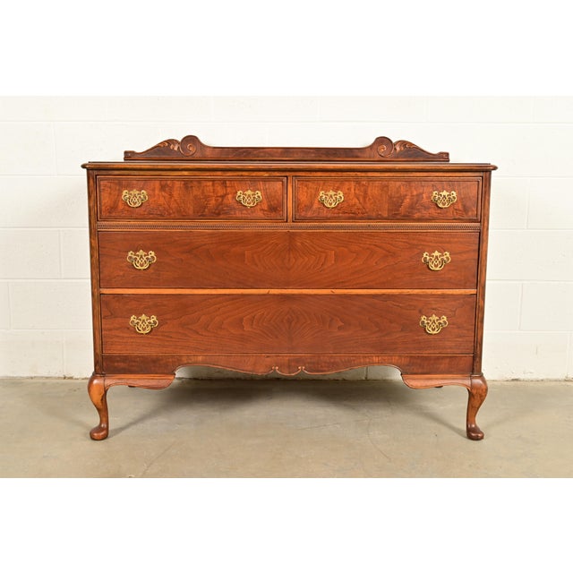Berkey & Gay Antique Queen Anne Burled Walnut Four-Drawer Dresser, Circa 1920s For Sale - Image 16 of 16