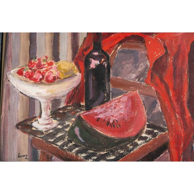 Textile Evelyne Luez, Still Life, 20th Century, Watercolor on Paper, Framed For Sale - Image 7 of 8