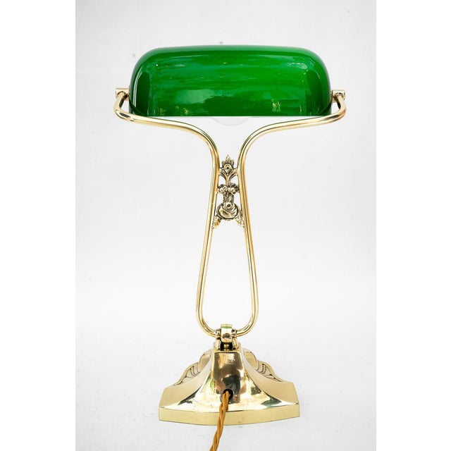 Banker's Swivel Table Lamp with Green Glass Shade, Vienna, Austria, 1920s For Sale - Image 16 of 18