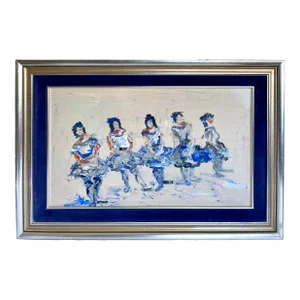 Original Custom Framed Ballerina Dancer Painting Unsigned