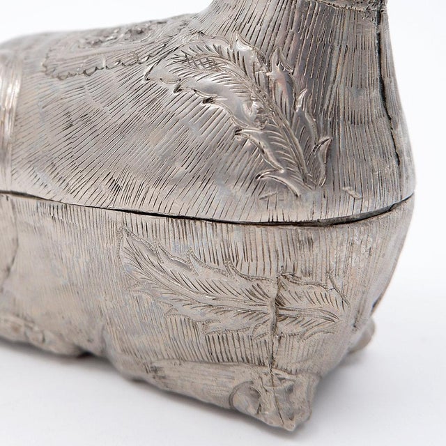 Antique Betel Box in Silver-Plated Metal, 1900s For Sale - Image 3 of 12