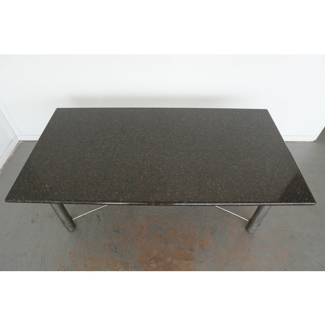 Modern Vintage Marble-Top Table With Metal Base For Sale - Image 3 of 14