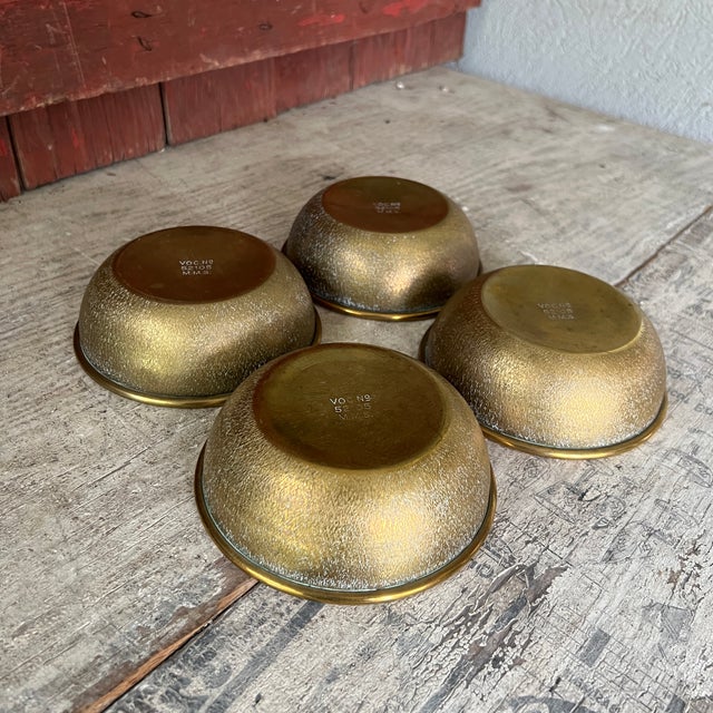 Metal Set of 4 Vintage British Royal Navy Brass Finger Mess Bowls For Sale - Image 7 of 13