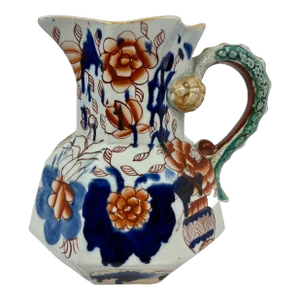 Antique Mason’s Imari Octagonal Hydra Jug in the Basket Japan Pattern From England - Circa 1820