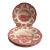 Johnson Brothers Red Transferware Rimmed Soup Bowls Set of 4 For Sale