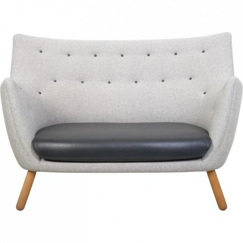 Poet Sofa in Grey Fabric and Black Leather by Finn Juhl, 2020 For Sale - Image 17 of 17