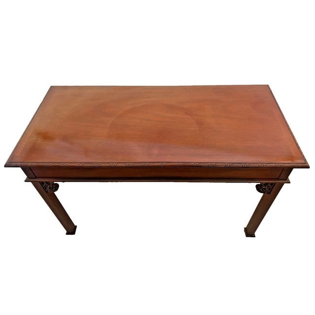 Brown Vintage Baker Furniture Writing Table Historic Charleston Chippendale Mahogany For Sale - Image 8 of 13