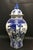Vintage Chinese Art Porcelain Blue and White Hexagonal Temple Covered Vase For Sale - Image 4 of 9