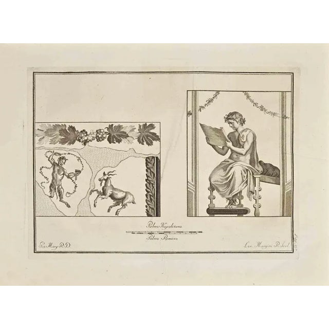 Ancient roman scene from the series "antiquities of herculaneum", is an original etching on paper realized by giovanni...