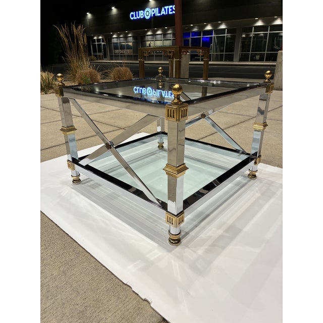 Mastercraft Chrome and Brass End Table For Sale - Image 10 of 12