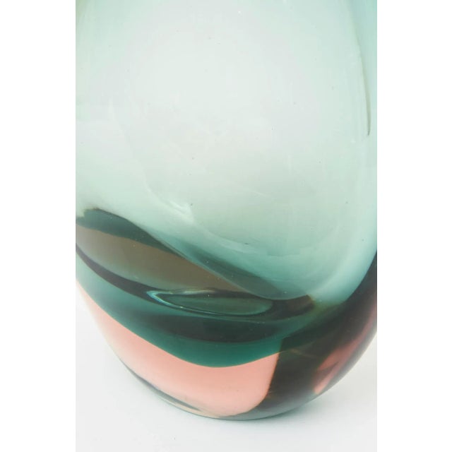 Vintage Murano Antonio Da Ros for Cenedese Sommerso Sea Green and Peach Vase, 60's For Sale - Image 9 of 12