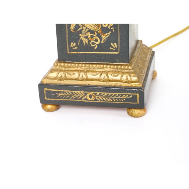 20th-Century Italian Neoclassical Style Black Gilt Painted Wood Torchiere Lamps For Sale - Image 10 of 12