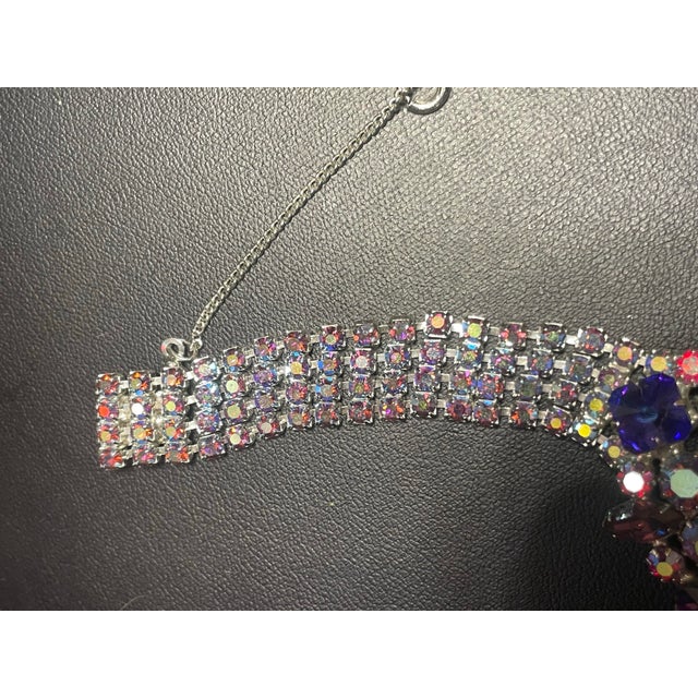 Vintage Juliana Deliza and Elster Style Purple Rhinestone 5-Link Cluster Bracelet, Aurora Borealis & Marquise For Sale In South Bend - Image 6 of 7