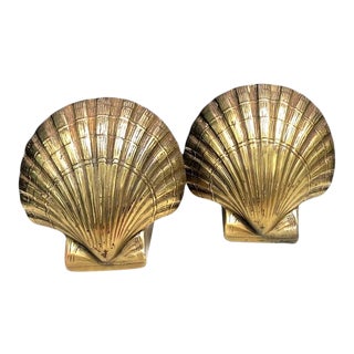 p.m. Craftsman Brass Shell Bookends For Sale