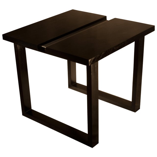 Andrianna Shamaris Espresso and Steel Minimalist Side Table For Sale - Image 4 of 5