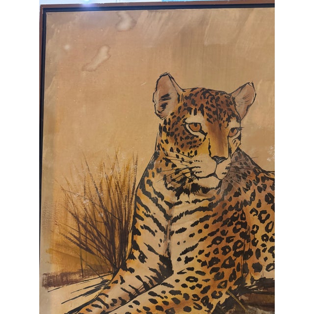 J. Walker Mid Century Leopard Painting For Sale - Image 10 of 12