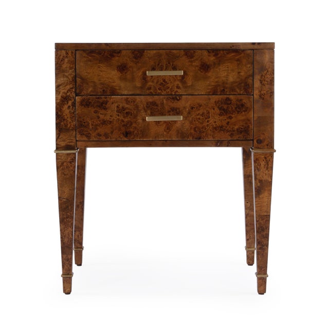 Wood Kai 24 in. W Rectangular Burl Wood 2 Drawer End Table, Traditional Burl For Sale - Image 7 of 11