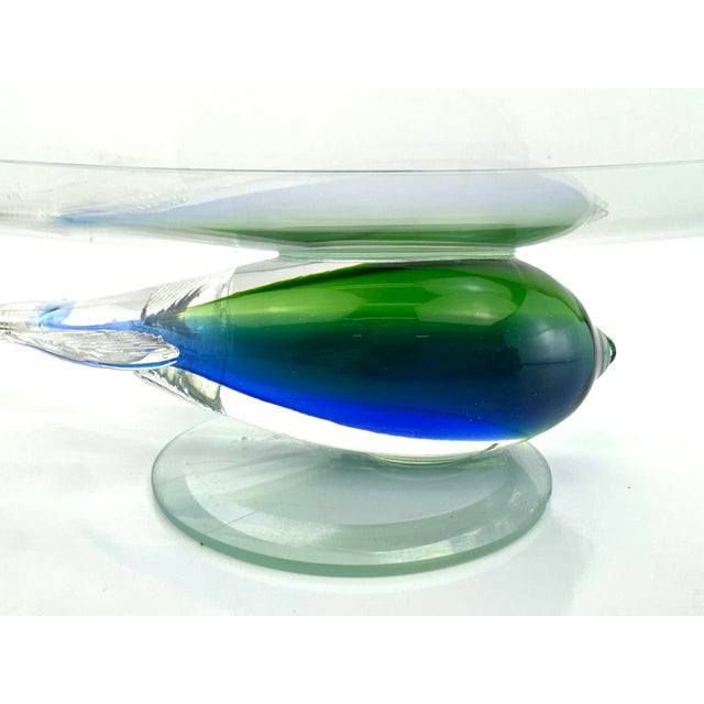 Nautical Vintage Italian Murano Style Art Glass Fish Pedestal Centerpiece For Sale - Image 3 of 13