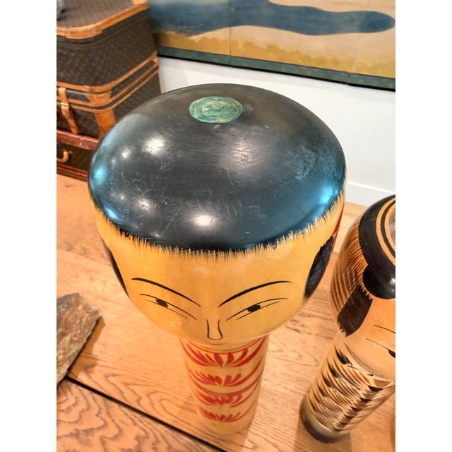 1960s Large Signed Japanese Kokeshi Dolls – Set of 3 For Sale - Image 9 of 11