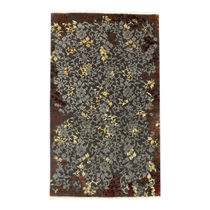 Hand-Knotted Indian Floral Wool Rug 3'0" X 5'3"