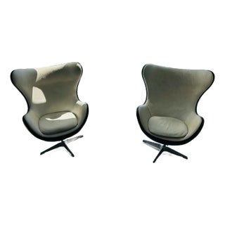 Restoration Hardware Copenhagen Chairs with Hair-On-Hide Front - a Pair For Sale
