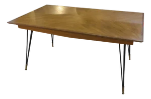 Italian Oak Table with Cast Iron and Bronze Legs, 1960s